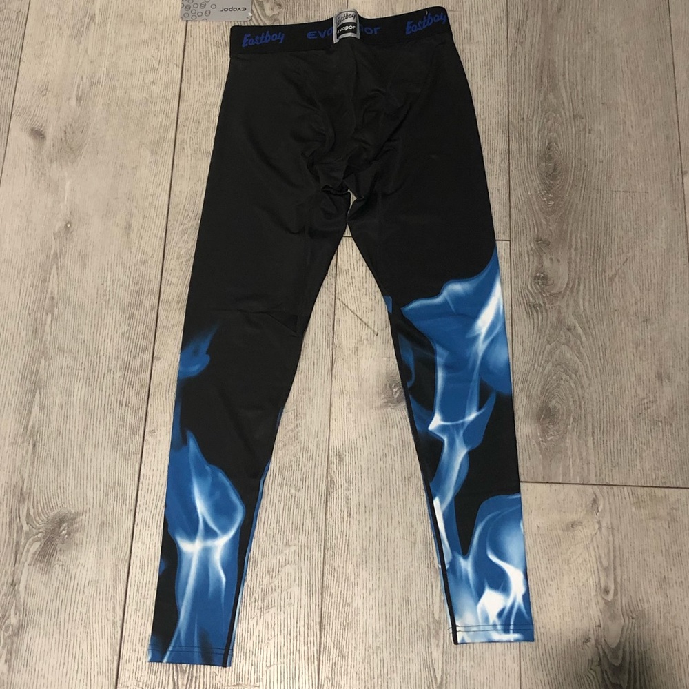 NWT Eastbay Evapor 2.0 Compression Leggings Tights 6958992 Fire Blk/Ryl Sz M